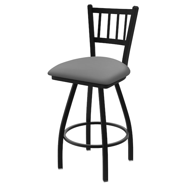 36" Swivel Bar Stool, Black Wrinkle, Canter Grey Seat
